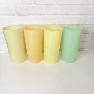 Vintage Tupperware Set of 4 Glass Set Plastic Tumbler